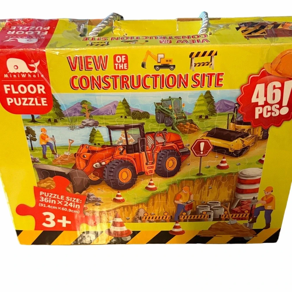 MiniWhale Construction Site Floor Puzzle - 46 Pieces | Ages 3+